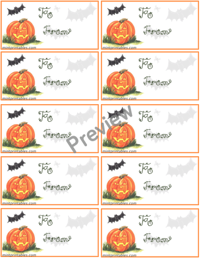 Jack-o-Lantern Gift Tags for Halloween