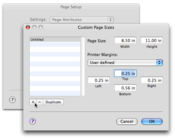 Osx Custom Page Sizes